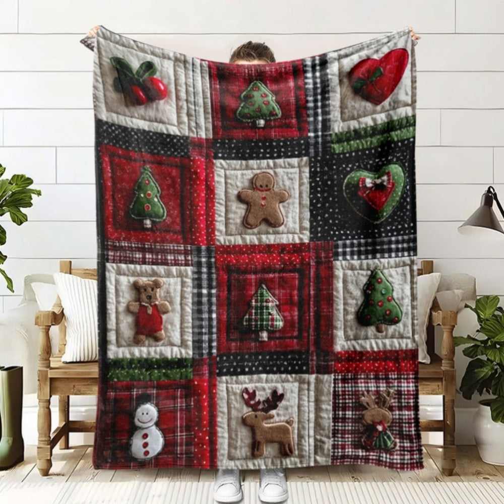 1 Christmas Holiday Pattern Blanket, Featuring a Warm Festive Design with a Soft Plush Surface. Made of Lightweight and Durable Flannel Material, Available in Multiple Sizes. Perfect for Christmas, Living Room Relaxation, Bedroom Warmth