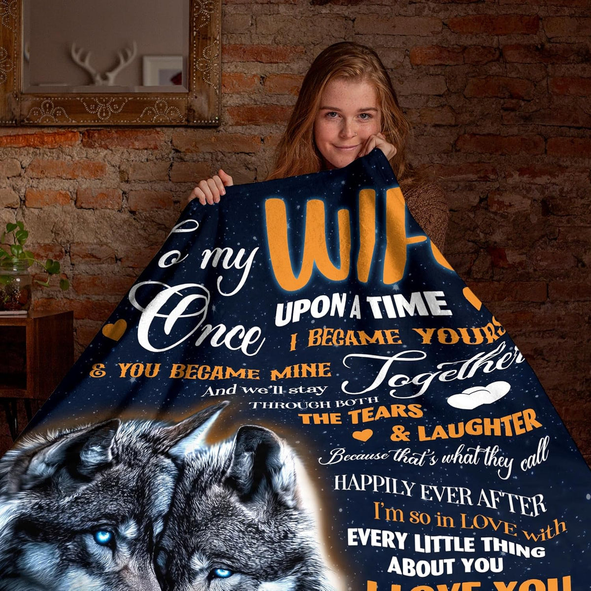 Blanket for My Wife from Her Husband, Cozy Throw Featuring a Romantic Wolf Pair for Couch, Bed, Or Sofa, Super Soft And Warm, Perfect Birthday Gift for Wife, Wedding, Anniversary, Or Valentine'S Day