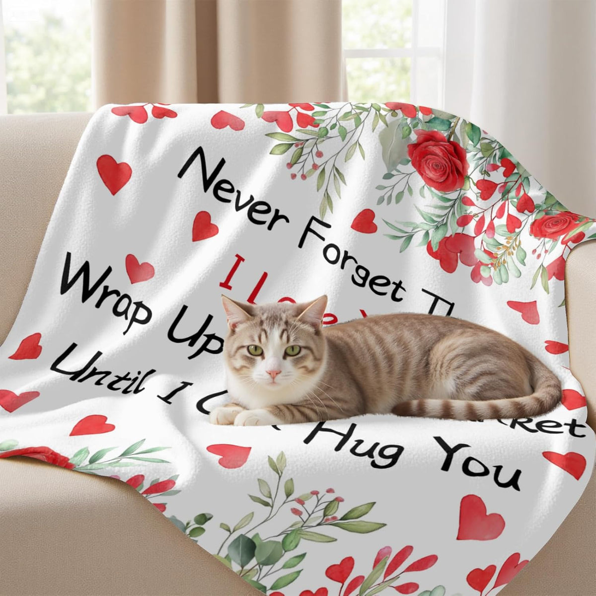 Giwawa I Love You Blanket Hug Valentine'S Day Presents for Him Or Her, Ideal for Girlfriends, Boyfriends, Husbands, Wives, Birthdays, Weddings, Anniversaries, And Couples in Long-Distance Relationships. Thinking of You Throw Blankets 50X60