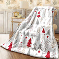1pc Christmas Tree Pattern Flannel Blanket Soft Plush Flannel Throw with Colorful Christmas Trees & Snowflakes Cozy Warm Throw Blanket for Sofa Living Room All-Season Decorative Xmas Blanket