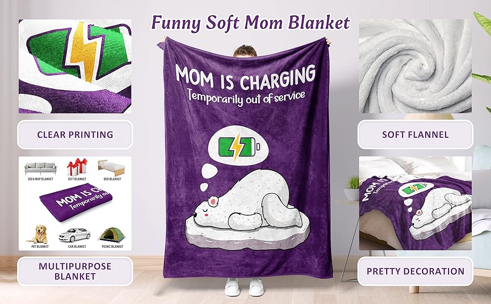 Craftique Offers Christmas And Birthday Presents for Mothers, Featuring a Cozy Blanket Adorned with a Humorous Design. This Practical Throw Is Perfect for Napping Or Traveling, Measuring 60 by 50 Inches