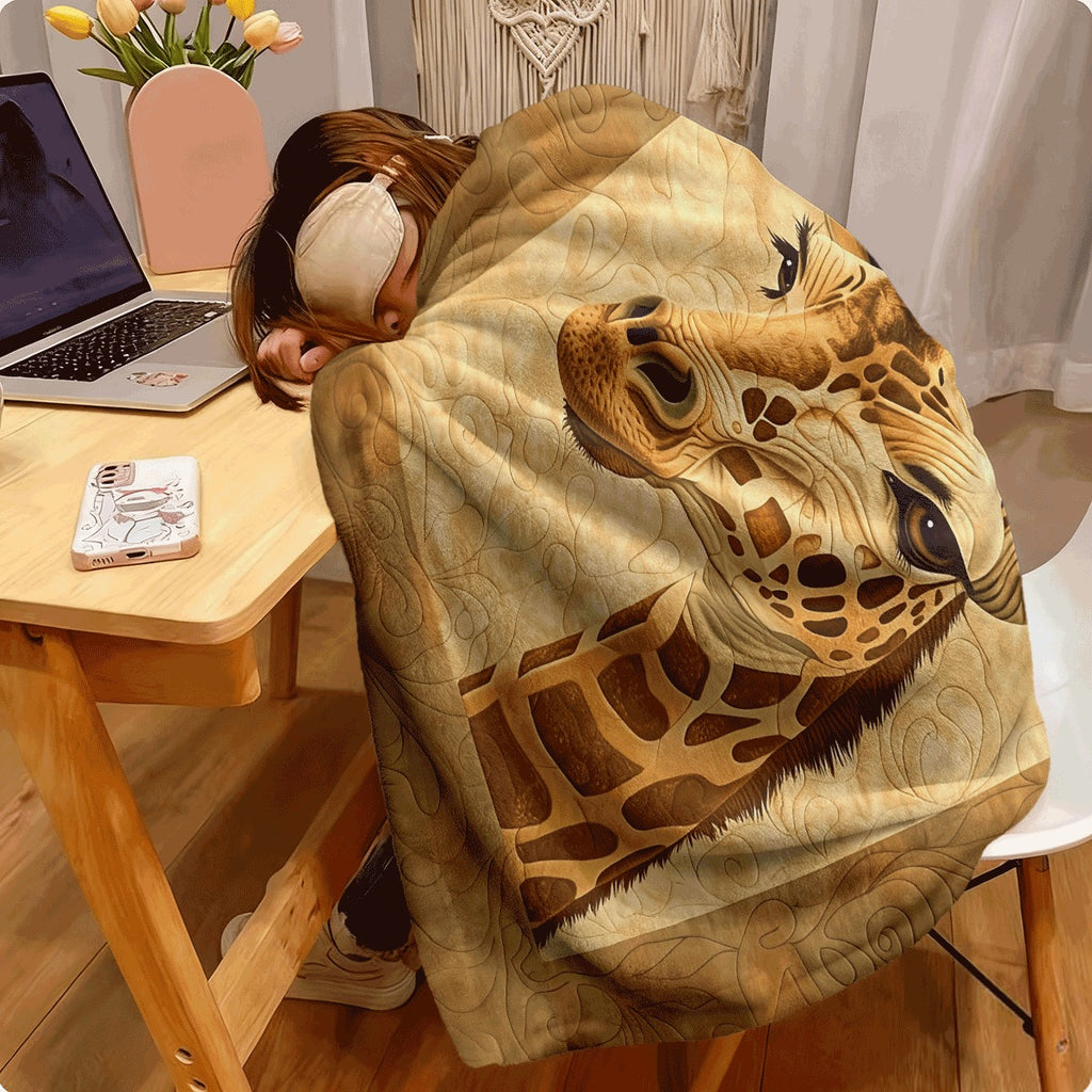 1pc Bohemian Giraffe Print Flannel Blanket Soft All-Season Cozy Throw for Couch or Gift Intricate Animal Design with Earthy Tones Durable Home Decor for Women & Teens Versatile Throw