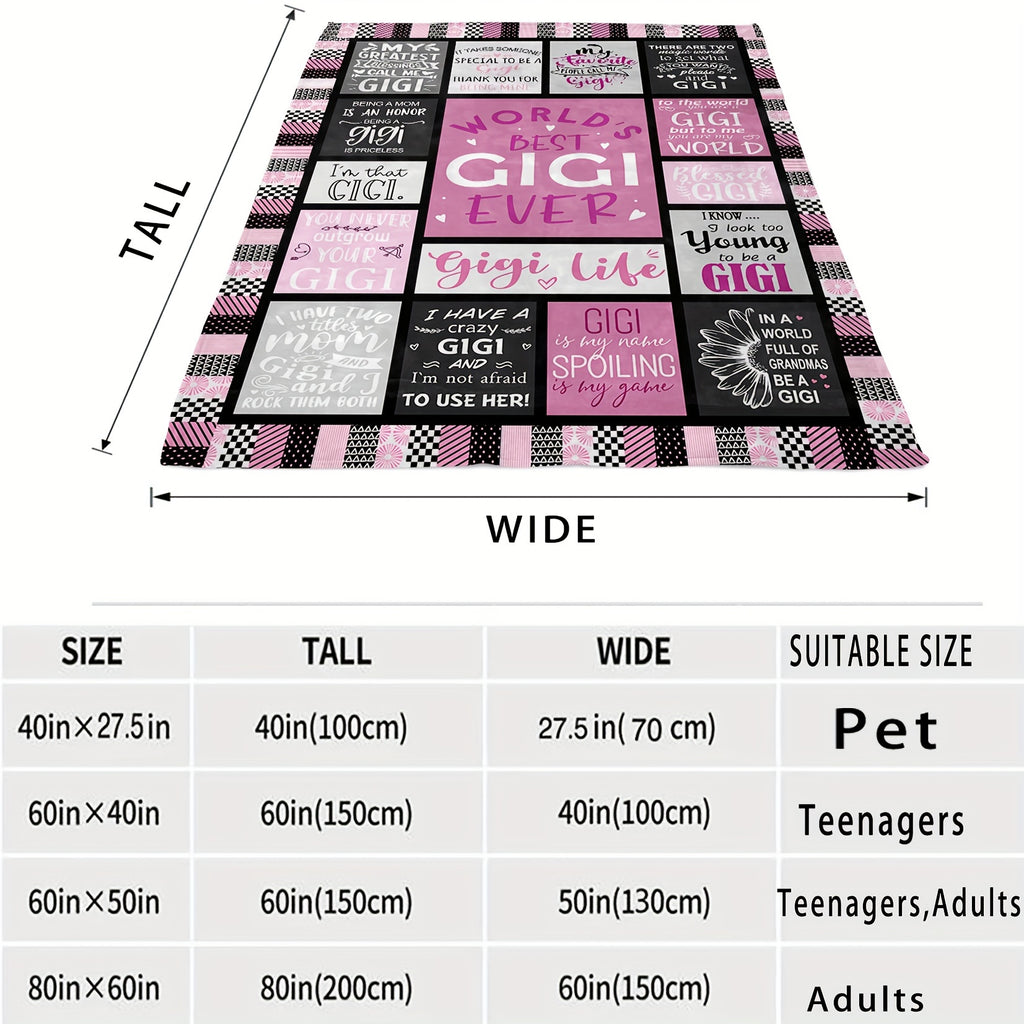 One Throw Blanket, a Perfect Gift for Gigi, Soft And Warm for Use on The Couch,, Sofa, Car, Office, Camping, Or Traveling; Suitable for Any Season