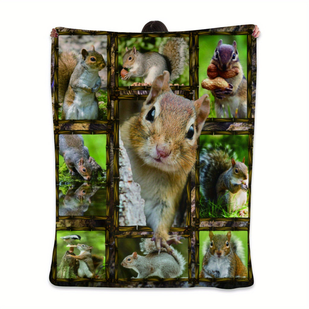 1pc Ultra-Soft Flannel Blanket Featuring a Squirrel Design, Perfect for Adding Warmth And to Your Couch, Sofa, Or Bed Throughout The Year