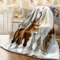 1pc Flannel Blanket Ultra Soft Double Sided Print Warm Fuzzy Throw Blanket with Mother Horse And Foal White And Brown Pattern All Season for Bed Sofa Couch Chair