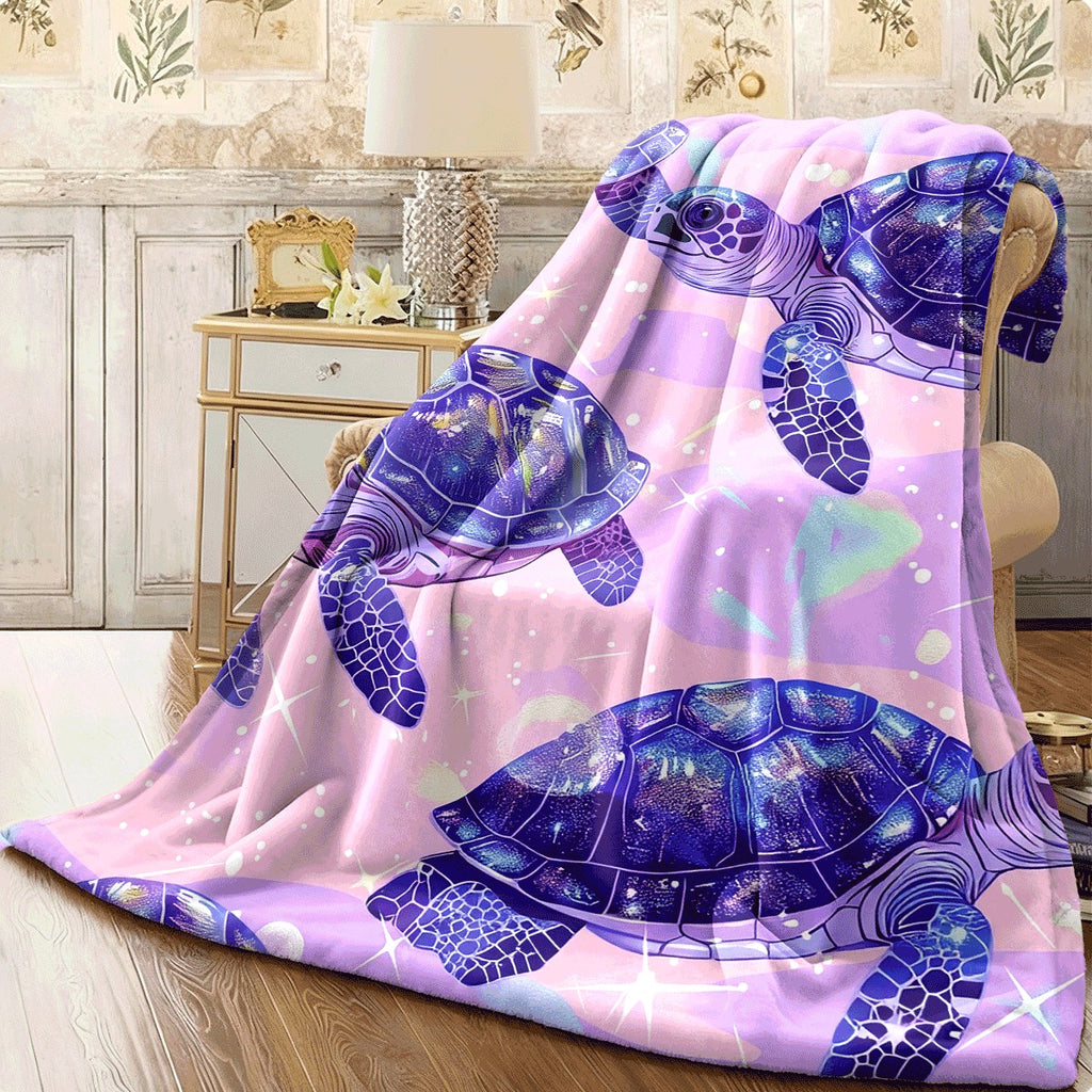1pc Cozy Sea Turtle Flannel Throw Blanket Soft Warm and Perfect for Couch Office and Travel Ideal Gift for Friends