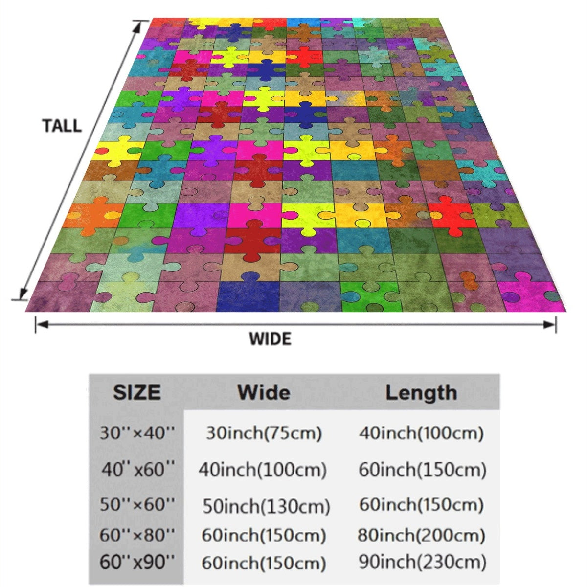 One Colorful Puzzle Design Flannel Blanket, Soft And Versatile, Perfect for Use on a Sofa, During Camping, While Traveling, Or As a Gift, Featuring Bright Mixed Colors for Year-Round Comfort