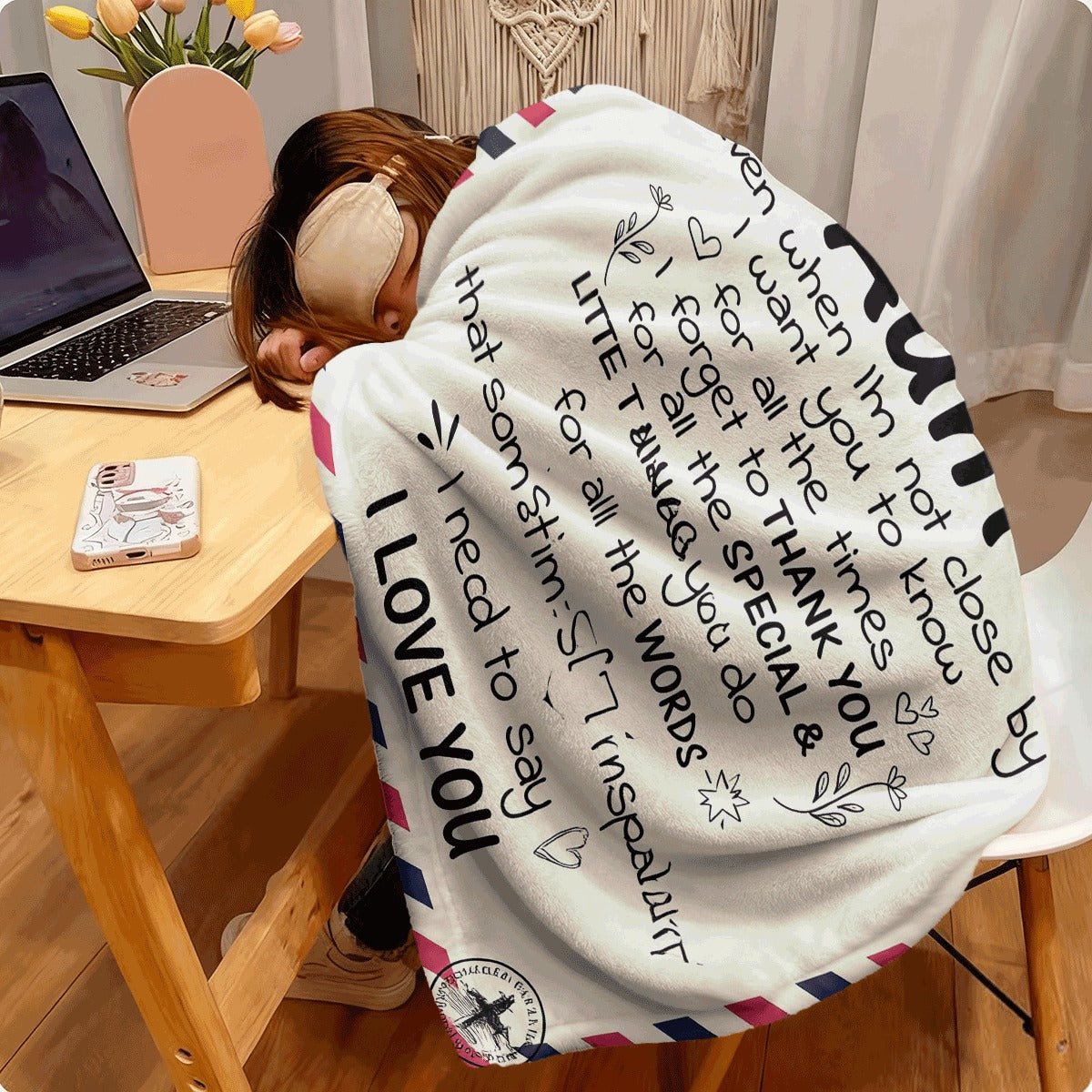 1pc Love Letter Blanket for Aunt Ultra-Soft Micro Fleece All-Season Cozy Throw with Heartfelt Message & Photo Postcard Insert 280gsm Heavyweight Spread or Couch Cover Machine Washable Gift Fo