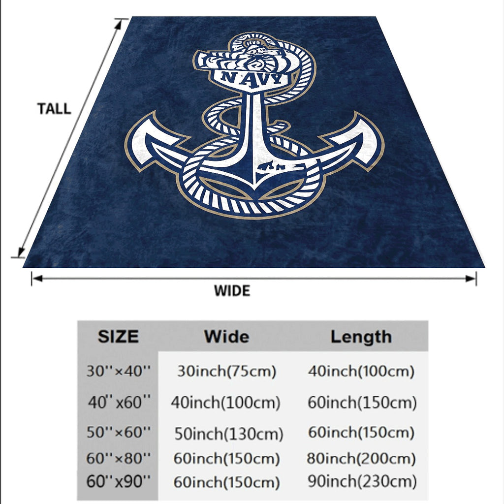 1pc Navy Anchor And Rope Flannel Throw Blanket Blue Background with Classic Naval Design, Cozy Flannel Material, Perfect for Sofa And Bed Decor, All-Season Warmth
