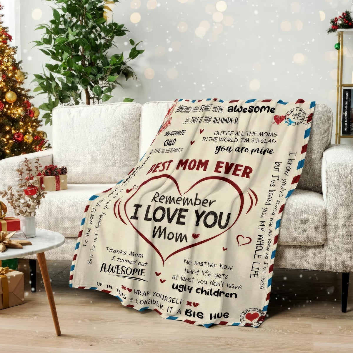 GEEMBI Christmas Birthday Gifts for Mom- Super Soft Flannel Throw Blanket for Couch 50x60 In- Mom Birthday Gifts from Daughter Son, Birthday Gift for Mother in Law, Mama Gift Ideas