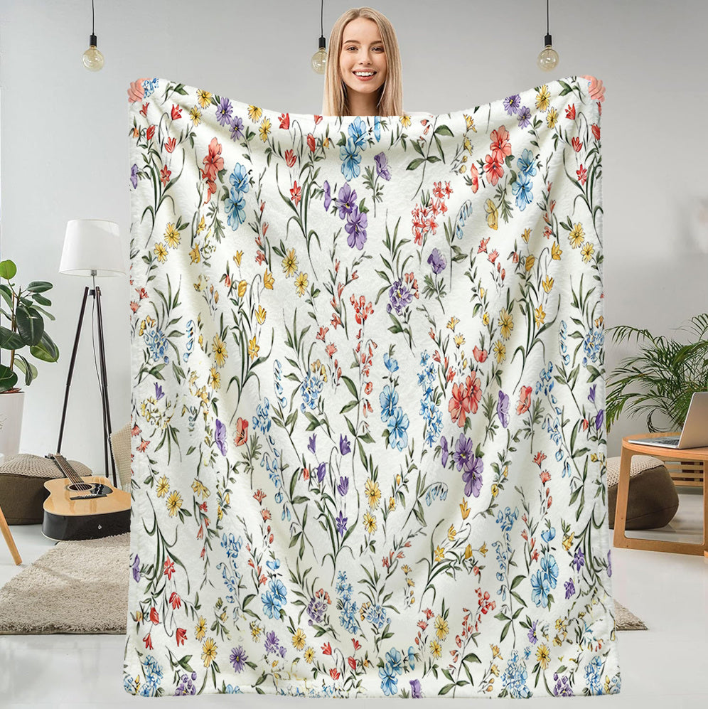 1pc Floral Pattern Blanket, Pastoral Style Design, Soft Plush Surface, Lightweight and Durable Flannel Material, Available in Multiple Sizes, Perfect for Holiday Gatherings, Living Room Lounging, Bedroom Sleep, Study Reading, and Seasonal Home Decor