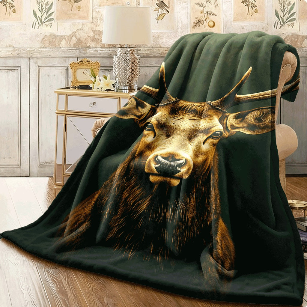 1pc Nordic Deer Head Blanket - Super Soft Blanket Suitable for All Seasons Sofa Camping Travel Cover Carpet Perfect Gift for Nature Enthusiasts Thick And Durable Nordic Style