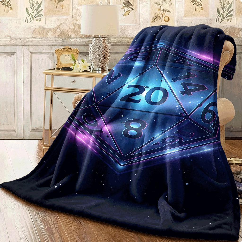 1pc of a Soft, Reversible Flannel Blanket Featuring a Cozy Rpg-Themed Dice Design, Suitable for All Seasons. an Ideal Gift for Gamers, Family, And Friends, Available in Sizes 30.71X46.85 inch, 50.0X58.66 inch, And 58.66X77.95 inch