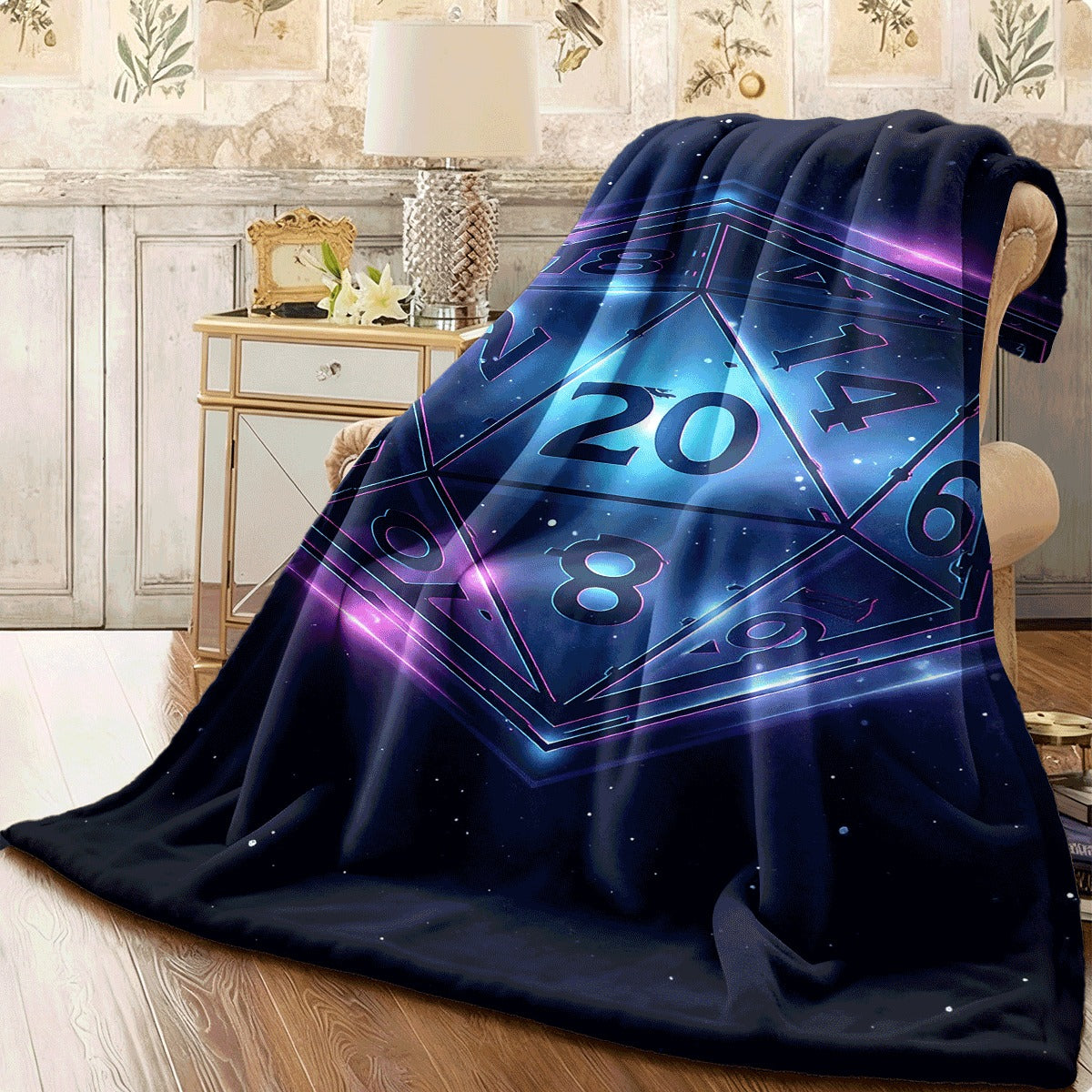 1pc of a Soft, Reversible Flannel Blanket Featuring a Cozy Rpg-Themed Dice Design, Suitable for All Seasons. an Ideal Gift for Gamers, Family, And Friends, Available in Sizes 30.71X46.85 inch, 50.0X58.66 inch, And 58.66X77.95 inch