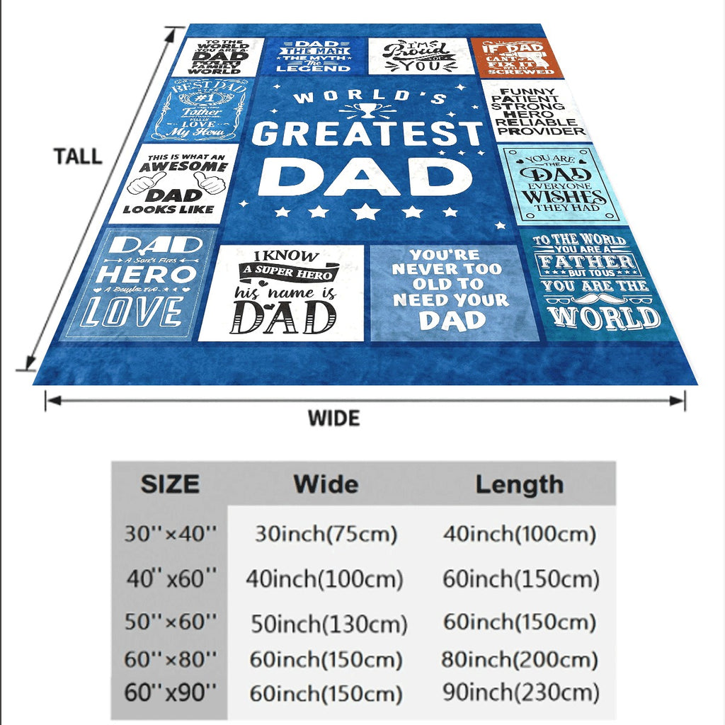1pc World'S Greatest Dad Flannel Blanket Soft, Cozy Throw with Fun Heartfelt Messages for Fathers Day, Birthday, Or Any Occasion, Blue with Star Borders, Perfect for Sofa Or TV Time, Dad Blanket