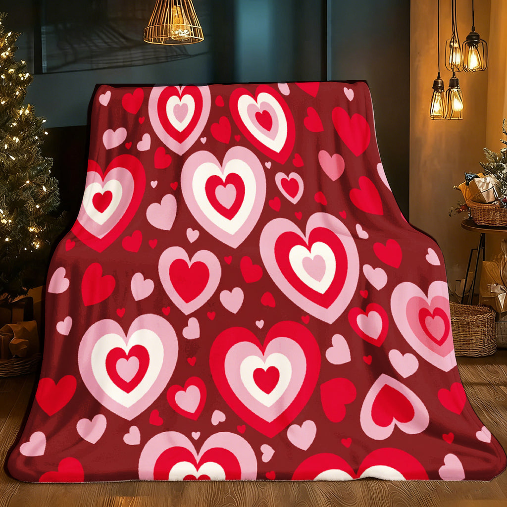 1pc Ultra-Soft Cozy Love Heart Print Bedspread/Throw Blanket - 280GSM All-Season Warm Machine Washable Bedspread Suitable for Boys, Girls,,, Birthdays, Valentine's Day Gift - Multicolor Heart Print Bedspread for Travel, Camping, Home Decor