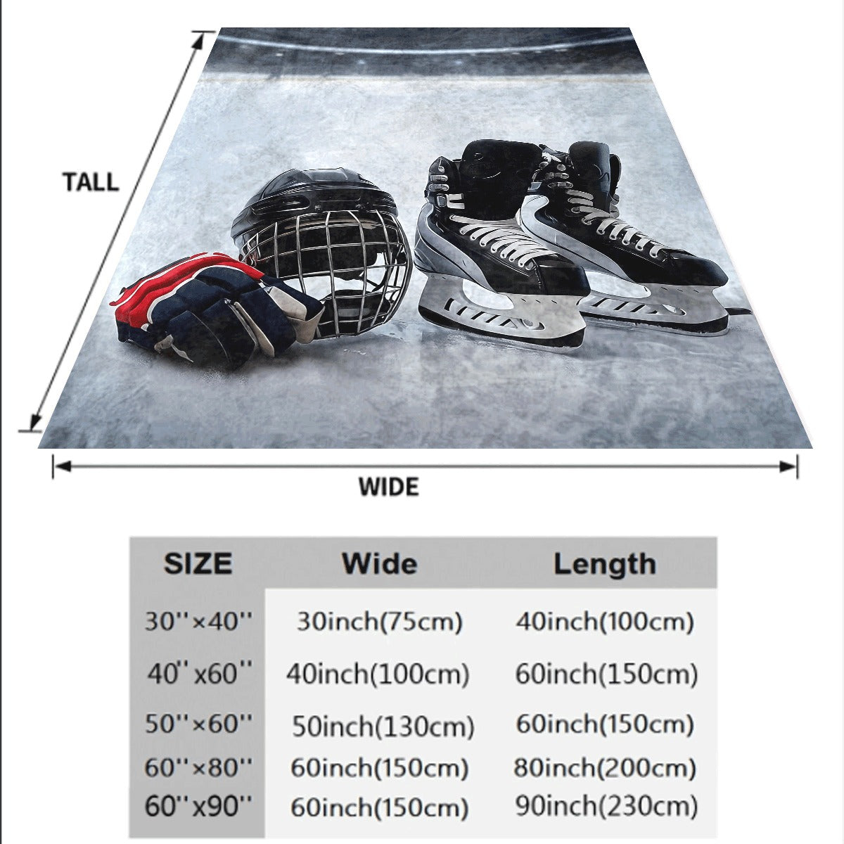 1pc Ice Hockey Skate & Puck Print Blanket Soft Cozy Flannel Spread for Men & Women All-Season Couch Sofa Travel Throw Machine Washable Gift for Sports Lovers (Ice Hockey Design)