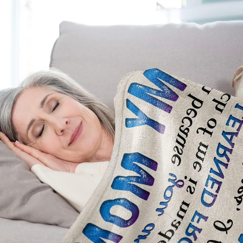Gifts for Mom from Son, Romantic Birthday Gifts from Son to My Mom Flannel Blanket for Mama from Son Mother Day Birthday Presents for Mom Soft Throw Blanket 60 X 50