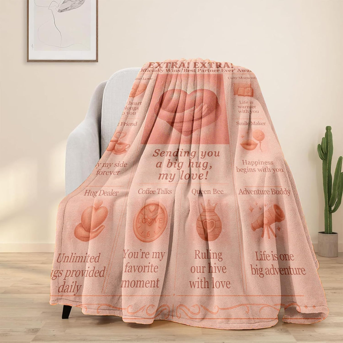 A Cozy Blanket for My Wife, Perfect Romantic Present, Soft Flannel Throw for Warm Embraces, Ideal for Wedding Anniversaries, Birthdays, And Valentine'S Day Gifts from Husband, The Ultimate Gift for The Best Wife, Queen Bee Love Blanket 60X50 Inches