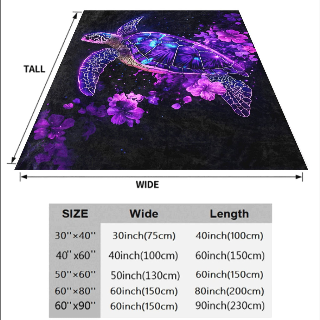1pc Neon Turtle Art Pattern HD Print Blanket Lightweight Flannel Throw for Sofa Travel Livingroom Office Couch And Digital Printing Fleece Blanket with Soft And Warm Flannel Fabric