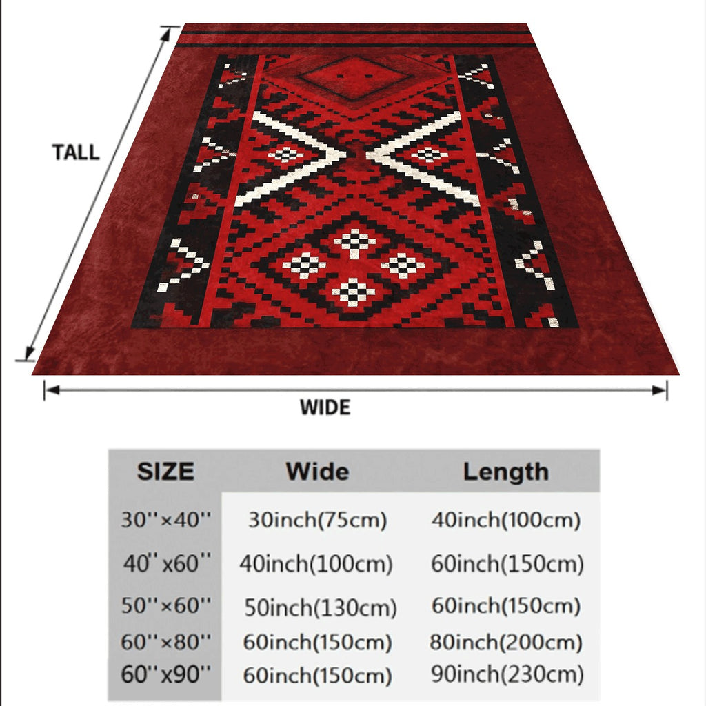 1pc Vintage Red Black White Tribal Pattern Flannel Blanket, Cozy Soft Throw for Sofa, Retro Ethnic Print Design, All-Season Warm Flannel Blanket