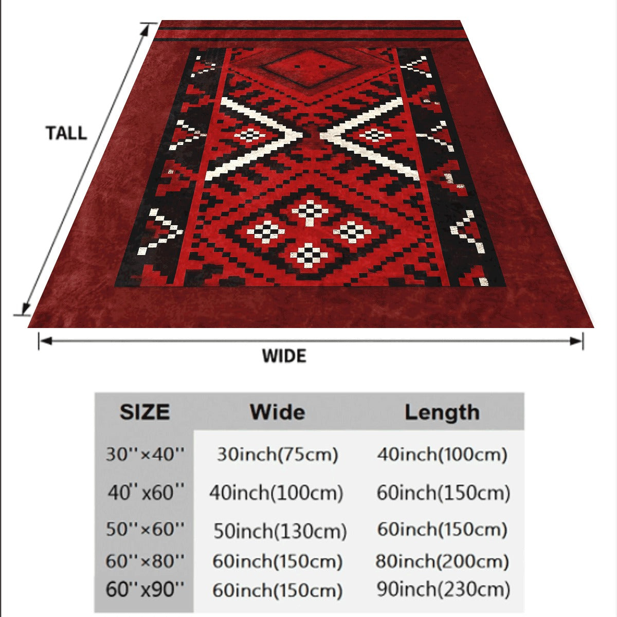 1pc Vintage Red Black White Tribal Pattern Flannel Blanket, Cozy Soft Throw for Sofa, Retro Ethnic Print Design, All-Season Warm Flannel Blanket