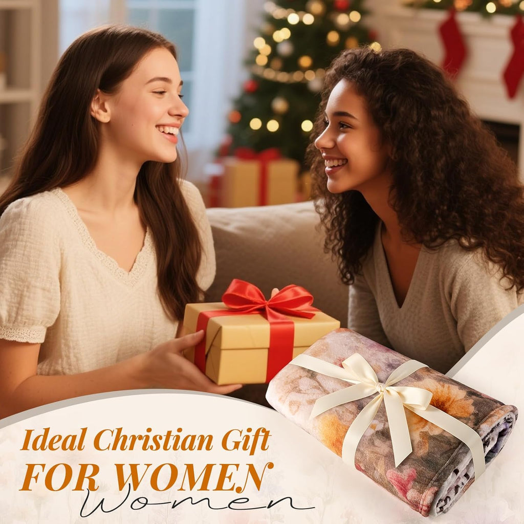 Christian Gifts for Women, Mom Religious Inspirational Catholic Confirmation Communion Faith Gift for Friend, Birthday Valentines Mothers Day Easter Christmas Throw Blanket for Wife Girls 60''x50''