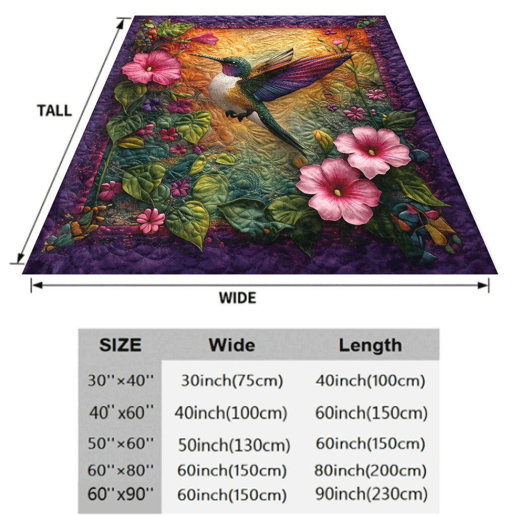 1pc Bohemian Style Colorful Hummingbird And Floral Print Flannel Blanket Soft Warm All-Season Throw for Sofa Office And Travel Vibrant Mixed Colors Machine Washable Perfect Gift for