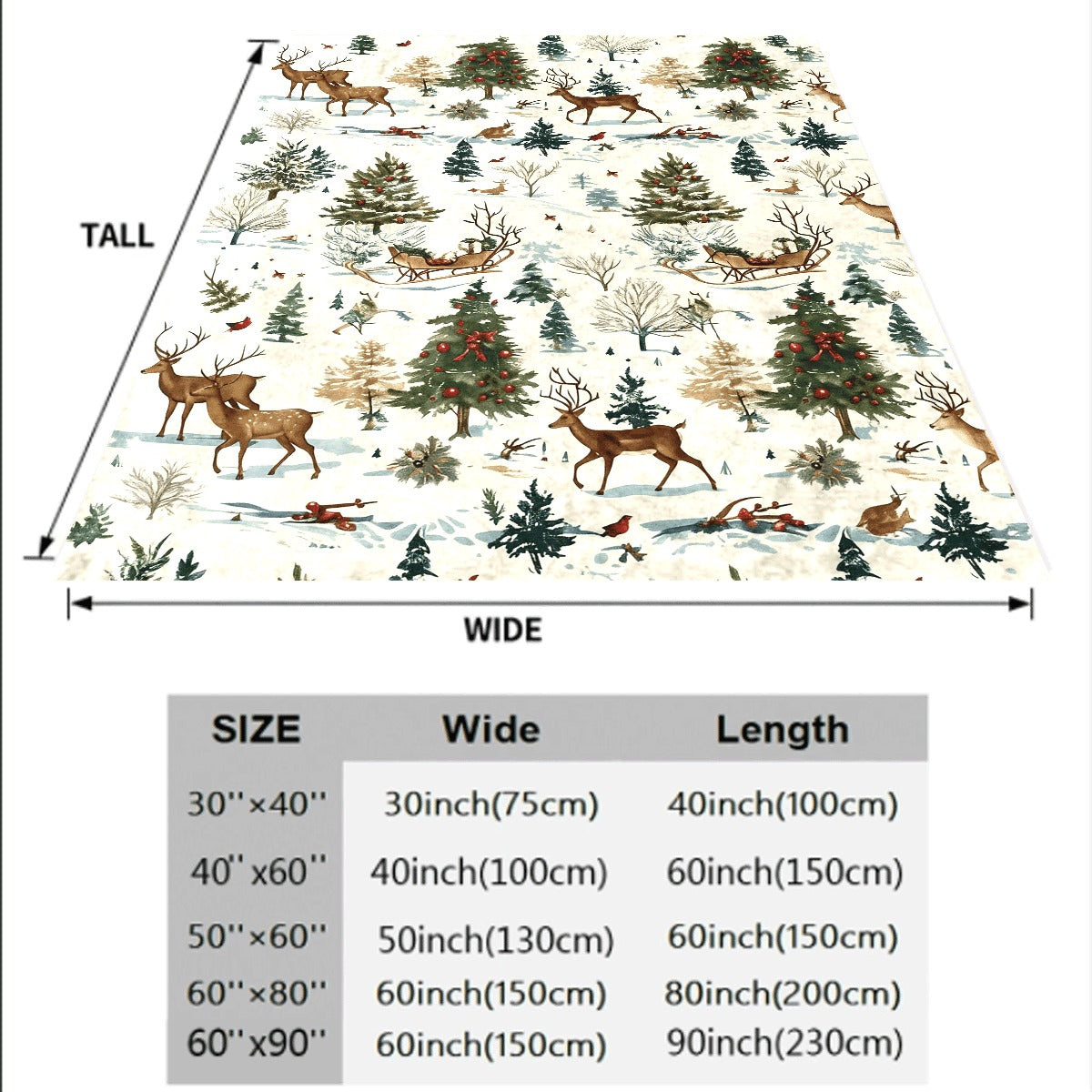 1pc Christmas-Themed Flannel Blanket Soft Lightweight & Warm All-Season Cozy Throw with Deer & Pine Tree Design Perfect for Sofa Office Camping