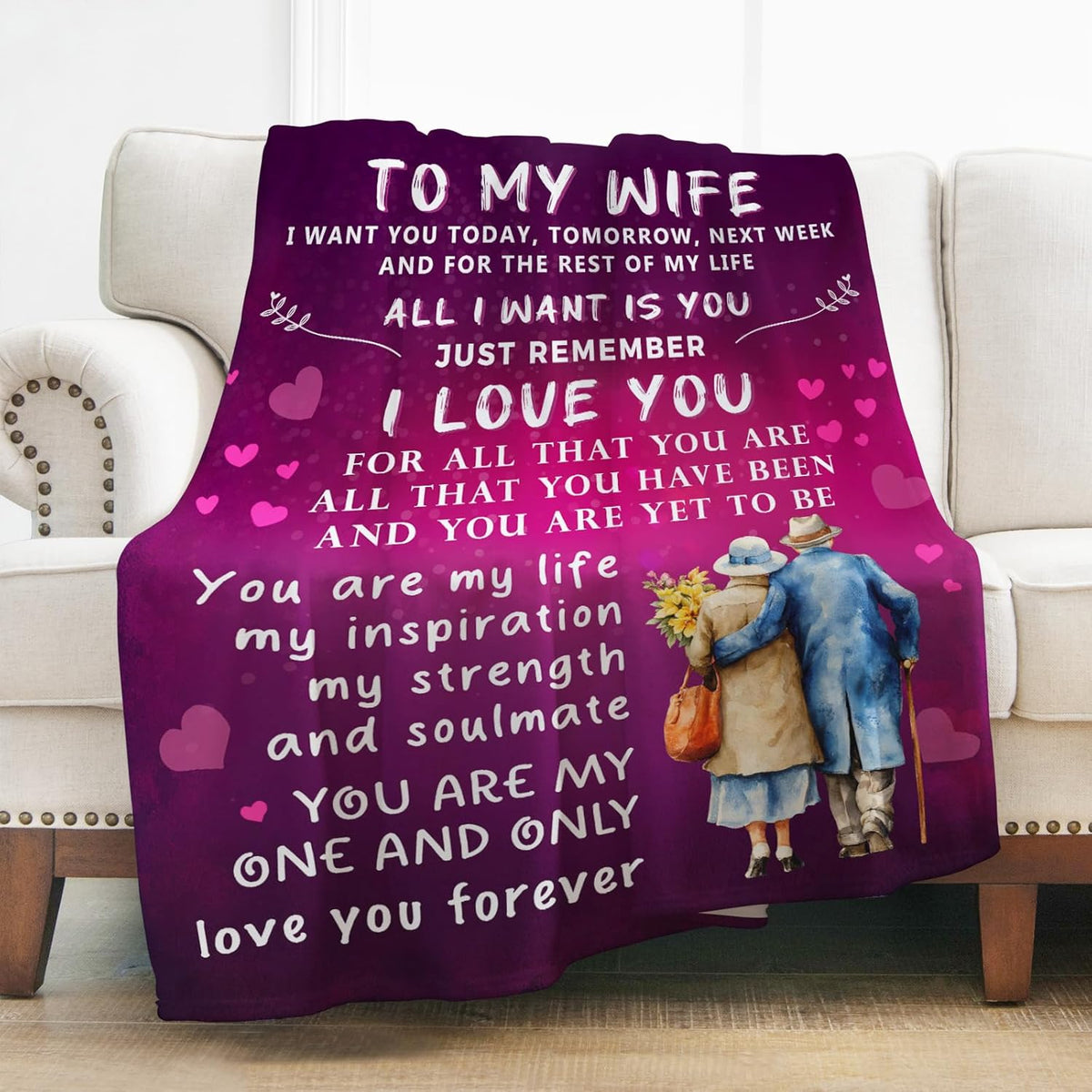 Wife Blanket Gifts for Wife from Husband, Romantic I Love You Wedding for Women Her, to My Wife Throw Blanket Christmas Valentines Birthday Gifts for Her Women Couple 60x50