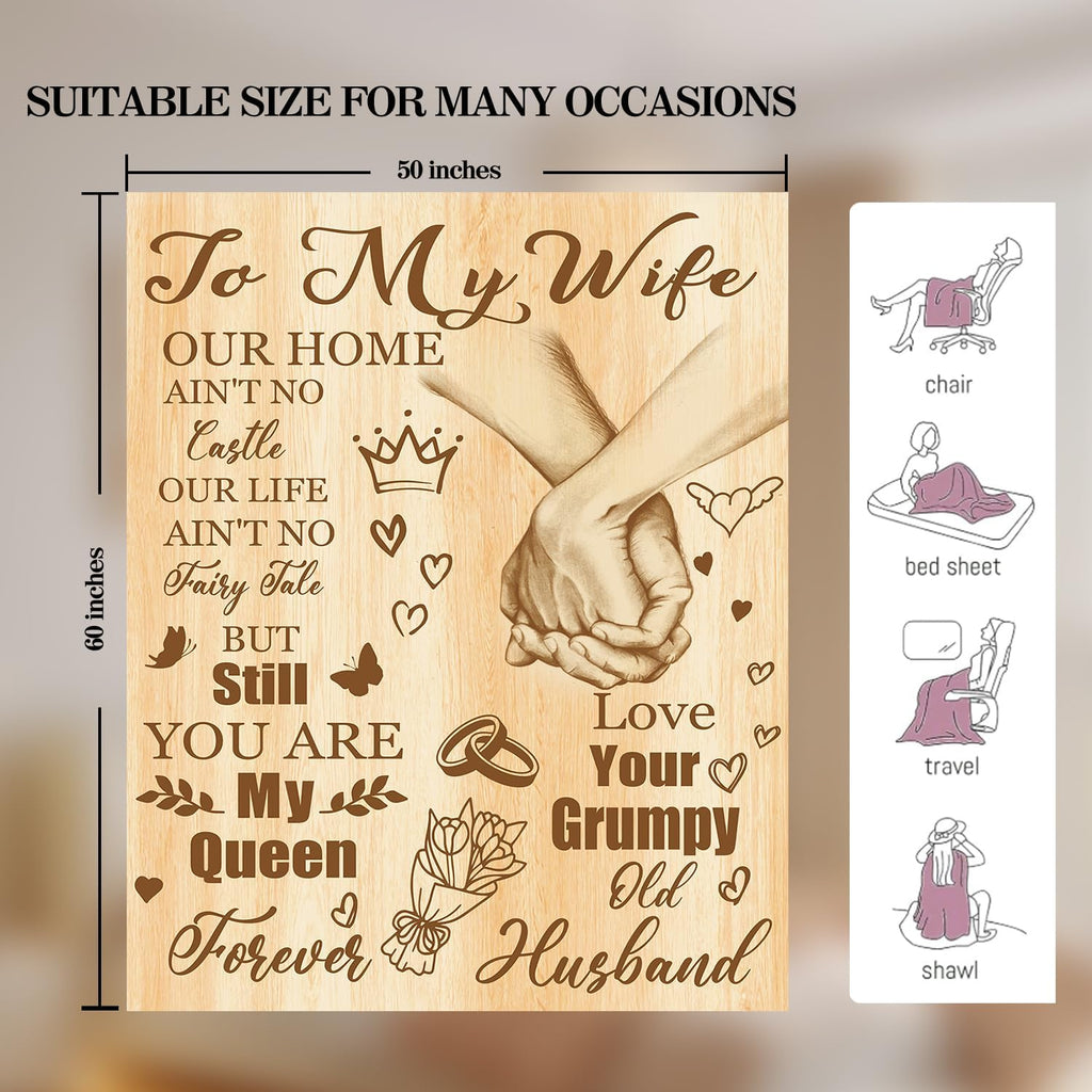 Anniversary for Wife from Husband Romantic Healing Thoughts Blanket for Women Perfect Wife Birthday Gift Ideas(Mother's Day Wedding Valentine's Idea) 60x50