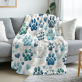 1pc Paw Print Flannel Blanket | Soft & Warm 280gsm Plaid Dog Paw Prints, All-Season Cozy Throw for Bed, Sofa, Living Room, Pet Lover Gift, Machine Washable, Contemporary for Home Decor, Suitable for Halloween, Christmas & Fall Decorations
