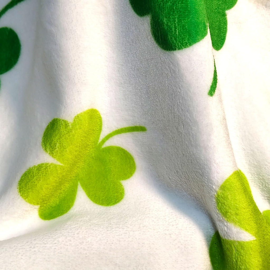 St. Day Shamrock Throw Blanket - Oversized Irish Clover Suitable for Couch Sofa - Soft Cozy Flannel, Machine Washable Irish Decor 50x60