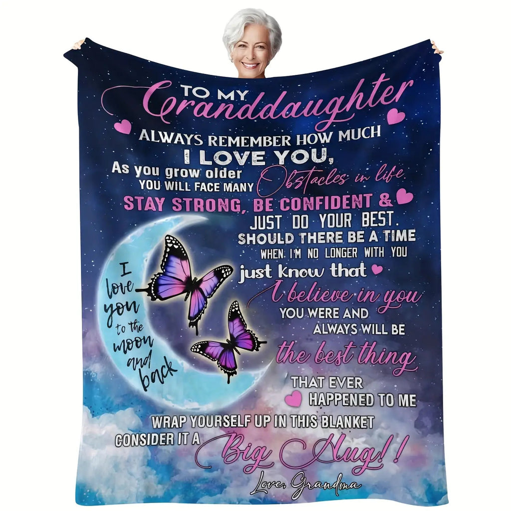 Grandma's Gift for Granddaughter Blanket Birthday Anniversary Gift Blanket Soft Flannel Sofa Blanket TV Blanket