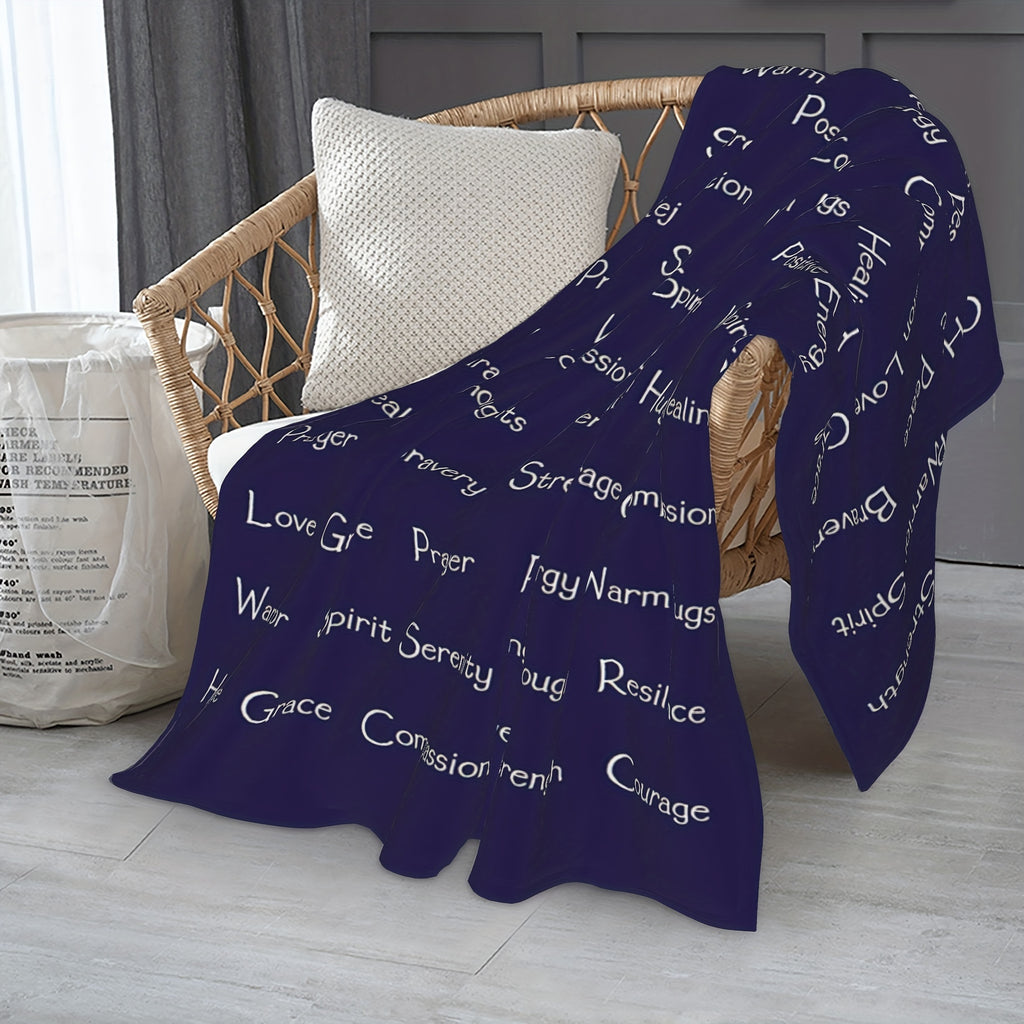 1pc Inspirational Navy Blue Throw Blanket - Super Soft, Warm Embrace with Positive Affirmations for Strength, Courage, Love & Hope - Allergy-Friendly, Multi-Purpose Comfort 60x50 inches