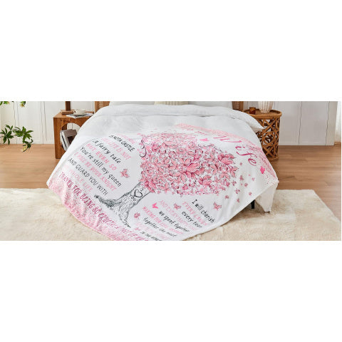 Birthday Gifts for Wife from Husband, Wife Birthday Gift Ideas, Wedding Anniversary Romantic Gifts for Women, Christmas& Valentines Day Gift for Wifey, to My Wife's Flannel Throw Blanket 80 X 60