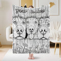 1pc Dog-patterned Blanket, Black and White Line Print Design, Full-body Throw Blanket, Soft Flannel Plush Surface, Lightweight and Durable, Multiple Sizes Available, Suitable for Holiday Decoration, Living Room Lounging, Bedroom Sleep, and Outdoor