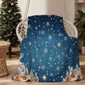 1pc Christmas Snowflake and Cottage Pattern Blue Gradient Flannel Blanket, Soft, Comfortable, and Warm, Winter Design, All-season Universal Sofa Throw, Warm Lap Blanket, Multiple Sizes Available, Suitable for Living Room Sofas, Bedroom