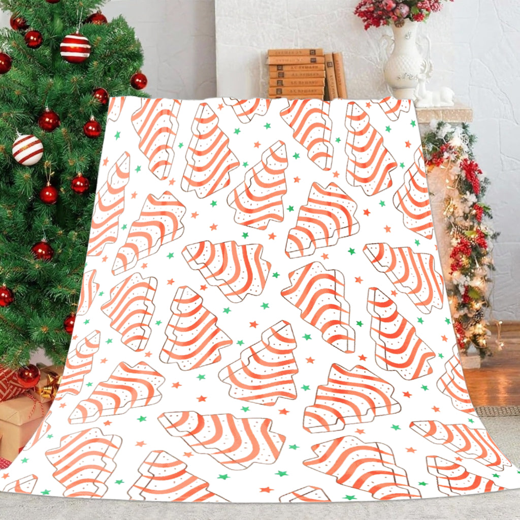 JOOCAR 1 Christmas Gift Blanket, Printed with Christmas Tree Cake Pattern, Soft and Comfortable, Suitable for Sofas, Cars, Offices and Camping Trips, Holiday Season Pattern, Modern Design, Ideal Holiday and Birthday Gifts,