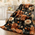 1pc Ultra-Soft Highland Cow Print Flannel Throw Blanket Versatile for Couch or Gift HD Animal Design All-Season Comfort