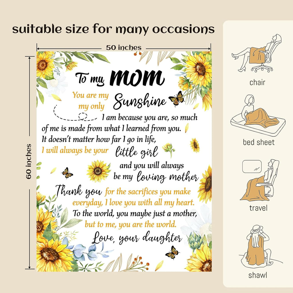 Soft Flannel Mom's Throw Blanket, 50 X 60 Inch- Perfect for Christmas or Mom's Birthday