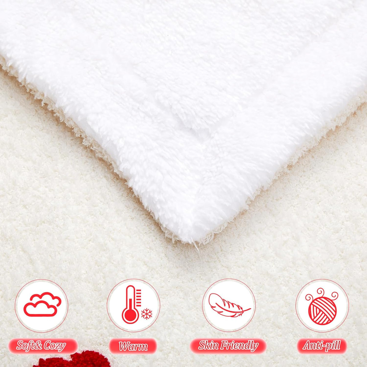 50 X 60 Inch Throw Blanket, Soft And Cozy, Fluffy Design, Perfect for Valentine'S Day. This Double-Layer Fuzzy Flannel Throw Is an Ideal Gift for Couples, Suitable for Bed, Couch, Sofa, And Living Room, Featuring a Red Heart Pattern