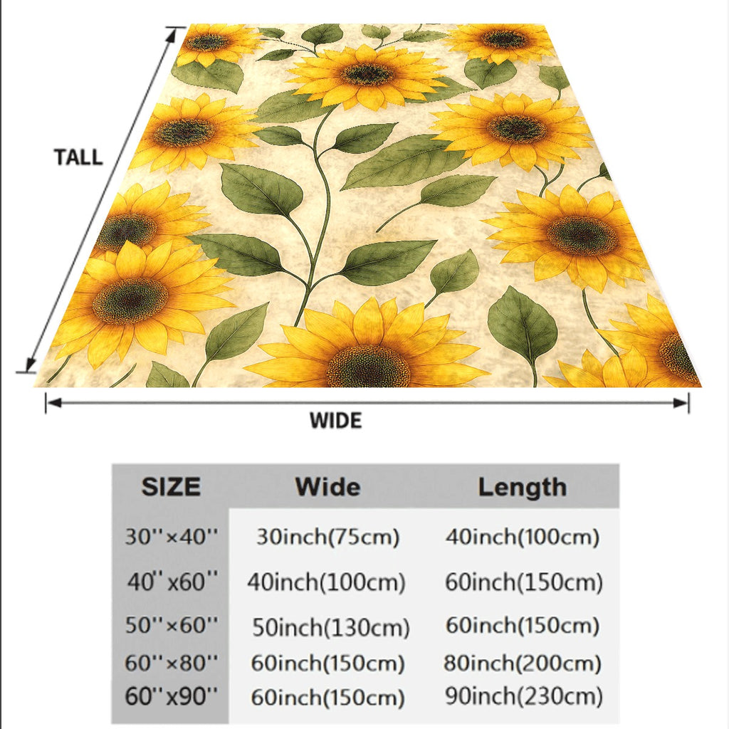 1pc Sunflower Pattern Flannel Blanket Cozy Yellow Sunflower & Green Leaf All-Season Soft Throw Perfect for Couch Warm & Lightweight Fleece Fabric Decorative Blanket