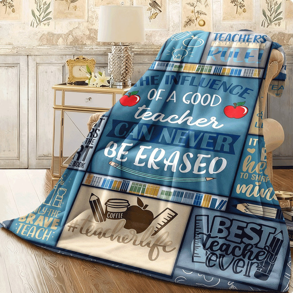 1pc Cozy Flannel Teacher Appreciation Blanket Perfect Gift for Educators Soft And Warm Throw for Couch Office And Travel Vintage Style with Unique Design