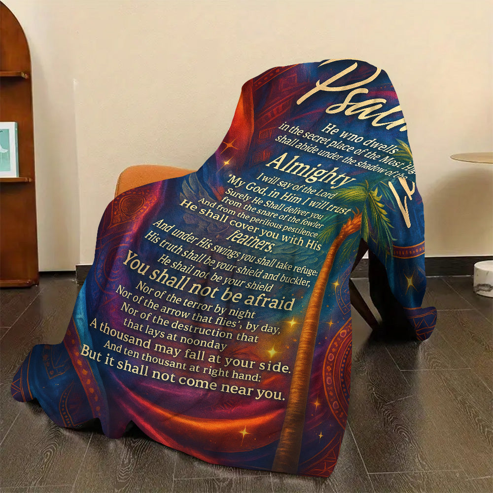 1pc Psalm 91 Scripture Blanket- Hebrew Bible Religious Shawl with Psalm 91 Scripture, Soft Flannel Suitable for All Seasons, Suitable for, Sofa and Prayer, Gift, Psalm 91 Book