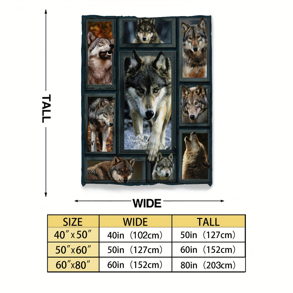 1pc Wolf Blanket Flannel 3D Printing Blanket Adult Flannel Blanket Chair Sofa Bedroom Blanket Room Decor