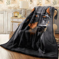 1pc Ultra-Soft Flannel Blanket with Doberman Pinscher Design Cozy All-Season Throw for Sofa Room Decor Warm Plush Fabric Blanket