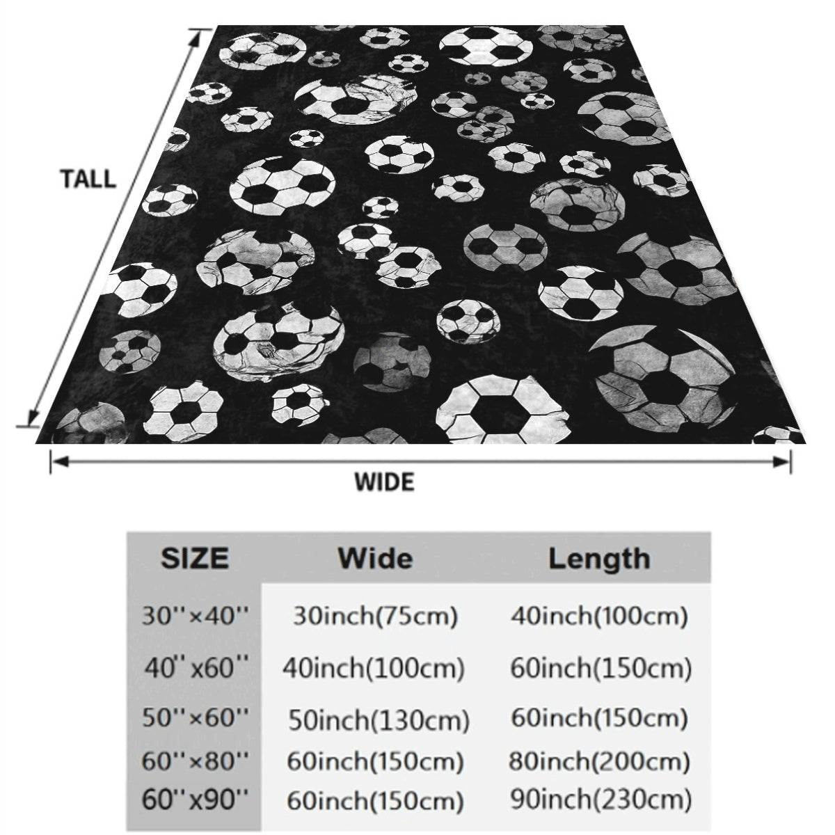 1pc Soft Flannel Soccer Print Blanket Cozy, Warm Throw with White Soccer Ball Design for Couch, Bed, Office, Camping & Travel Machine Washable, All-Season Comfort, Allseason Blanket Playful Des