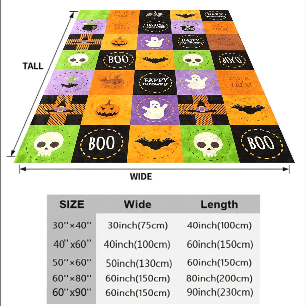 1pc Halloween Pumpkin Pattern Flannel Blanket Vintage Style All-Season Multi-Purpose Throw for Family, Friends, Camping & Travel, 200-250gsm Polyester, Festive Design with Pumpkins, Bats
