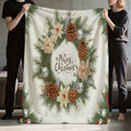 1 Christmas Wreath Patterned Blanket, Soft, Comfortable, and Warm, with a White and Green Design. A Four-season Universal Throw, a Warm Lap Blanket, Available in Multiple Sizes. Suitable for Living Room Sofas, Bedroom, Leisure Reading